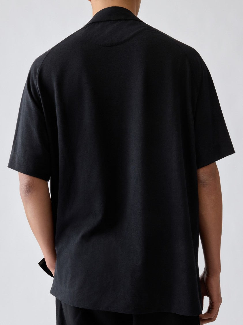 Jacquemus Black Paper-Effect Jersey Bowling Shirt