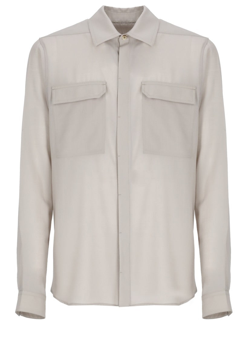 Rick Owens Beige Work Flap Pocket Shirt