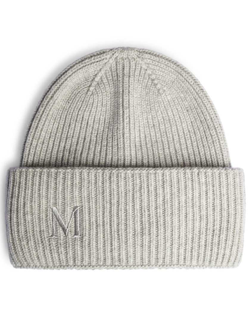 Max Mara Finely Ribbed Cashmere Hat With Embroidered Detail