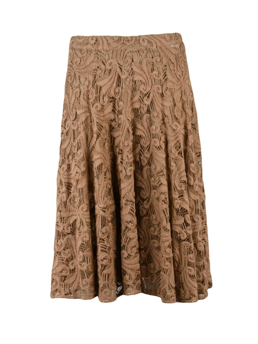 Max Mara Brown Tilde Cotton Polyamide Longuette Skirt