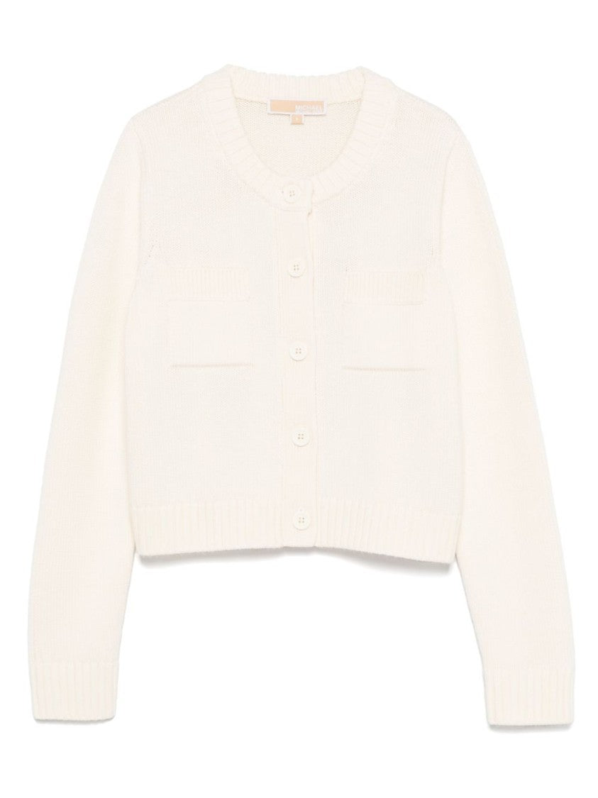 Michael Kors Cropped Button-Down Merino Wool Sweater