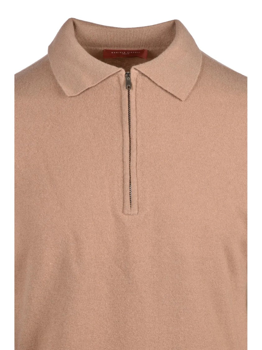 Daniele Fiesoli Refined Knit Polo Shirt With Modern Zipper And Soft Texture