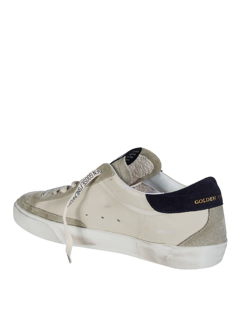 Golden Goose Super Star Distressed White Leather Low-Top Sneakers
