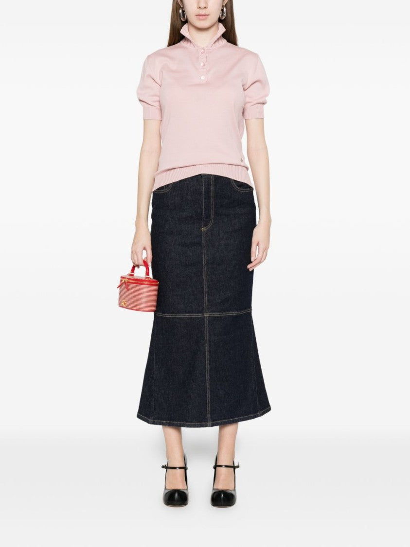 Moschino Light Pink Ribbed Side Tie Sweater