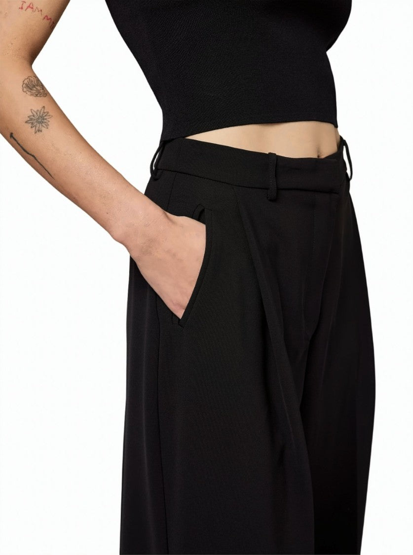Alpha Studio High-Waisted Pleated Cadì Wide-Leg Pants