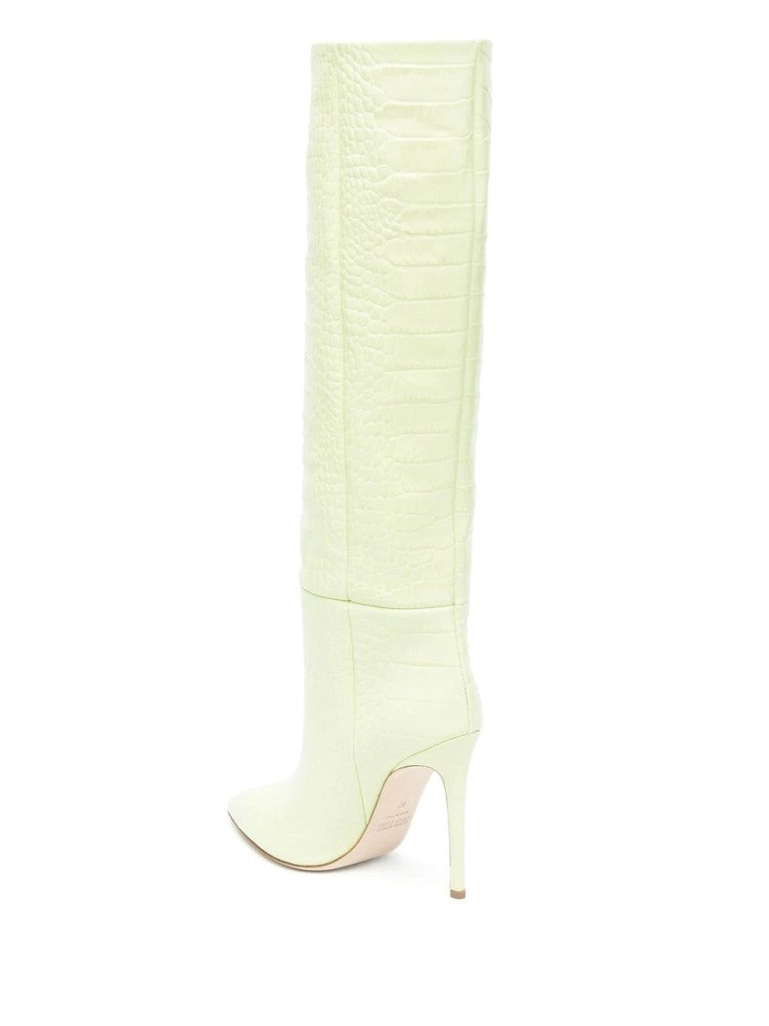 Paris Texas Textured Green Stiletto Long Boots