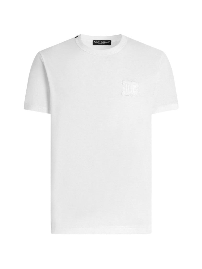 Dolce & Gabbana White Logo Appliqué T-Shirt