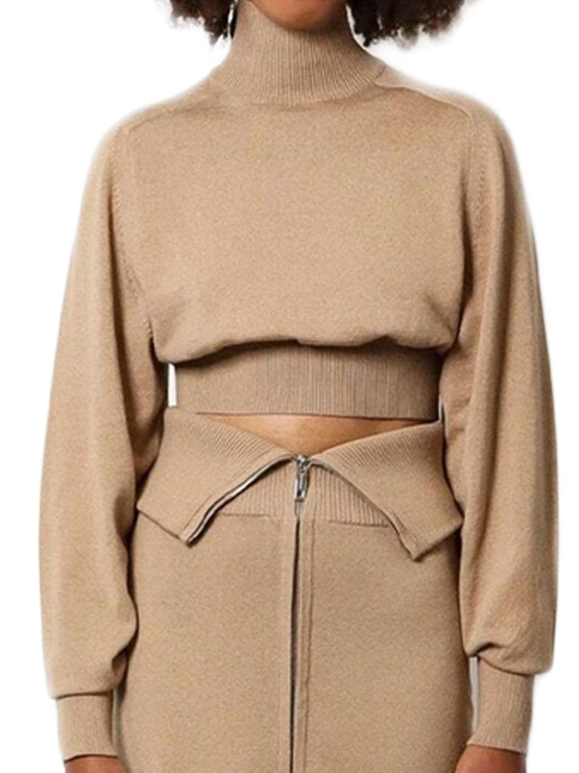 Max Mara Cropped Turtleneck Sweater With High Neckline