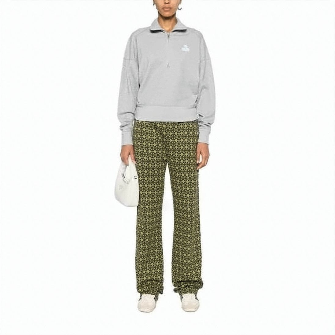 Isabel Marant Light Grey Half-Zip Sweatshirt With High Collar