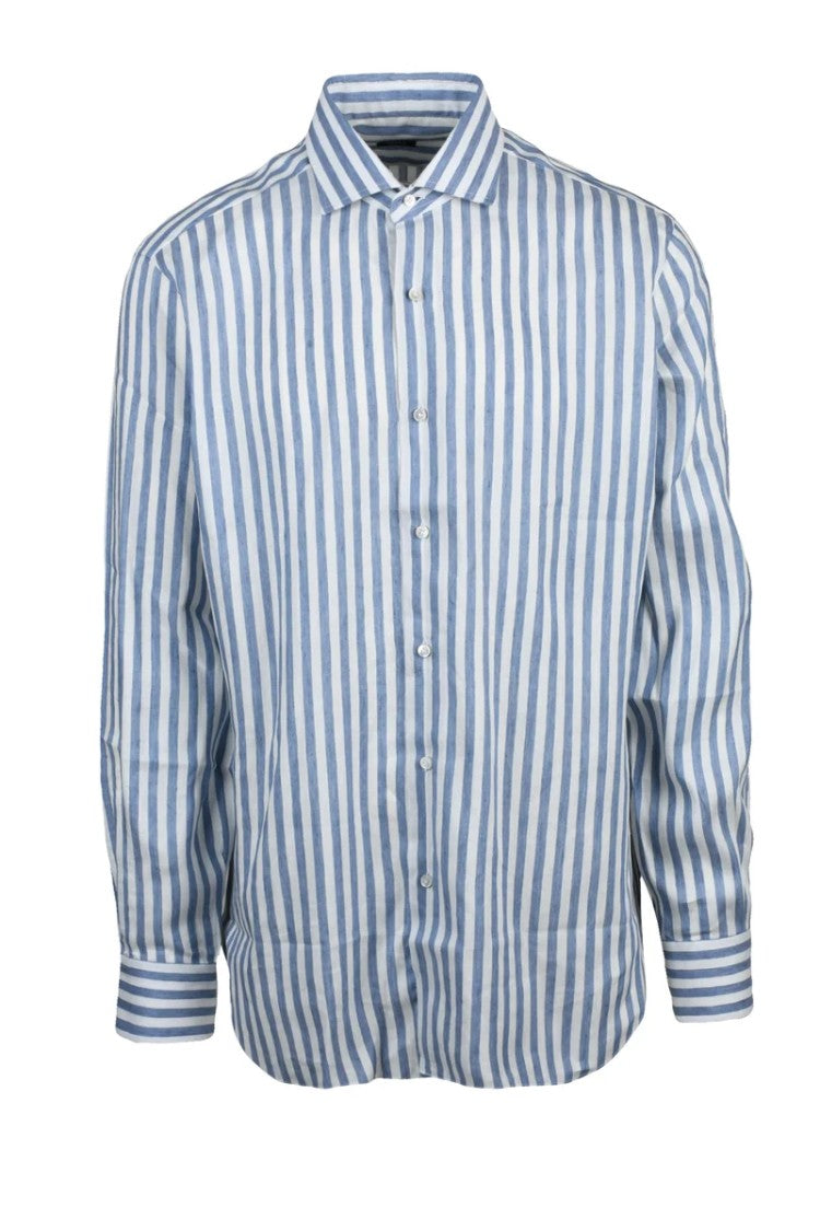 Barba Napoli Linen Lyocell Shirt - White/Blue