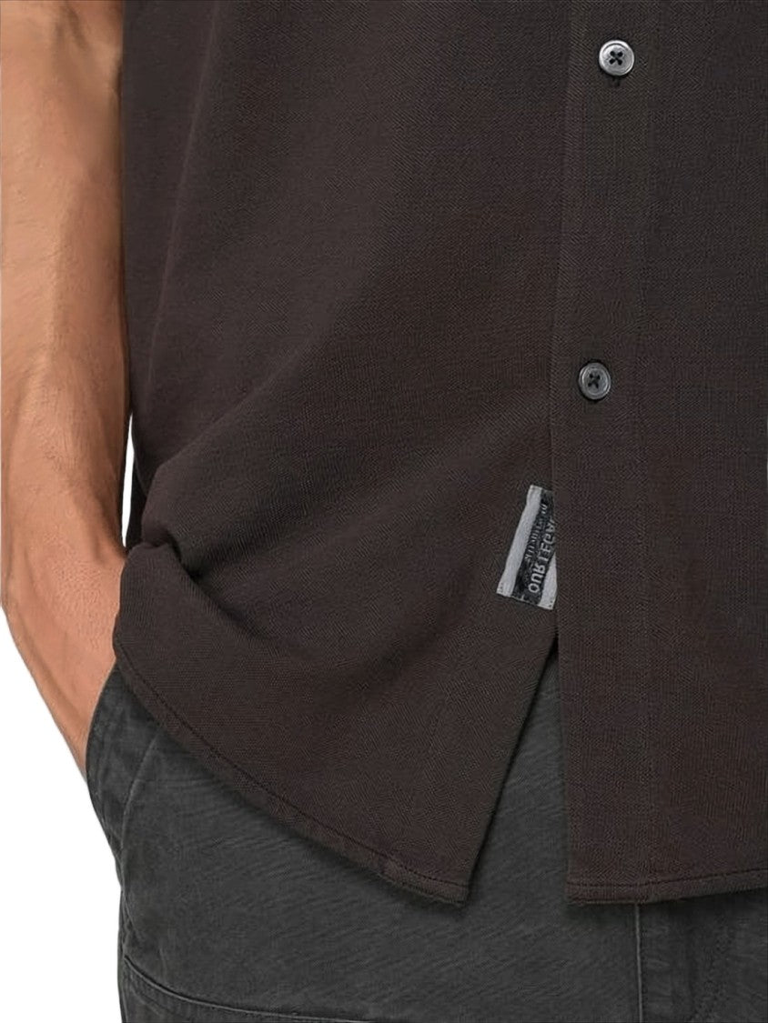 Our Legacy Classic Black Short-Sleeve Shirt With Button-Down Front