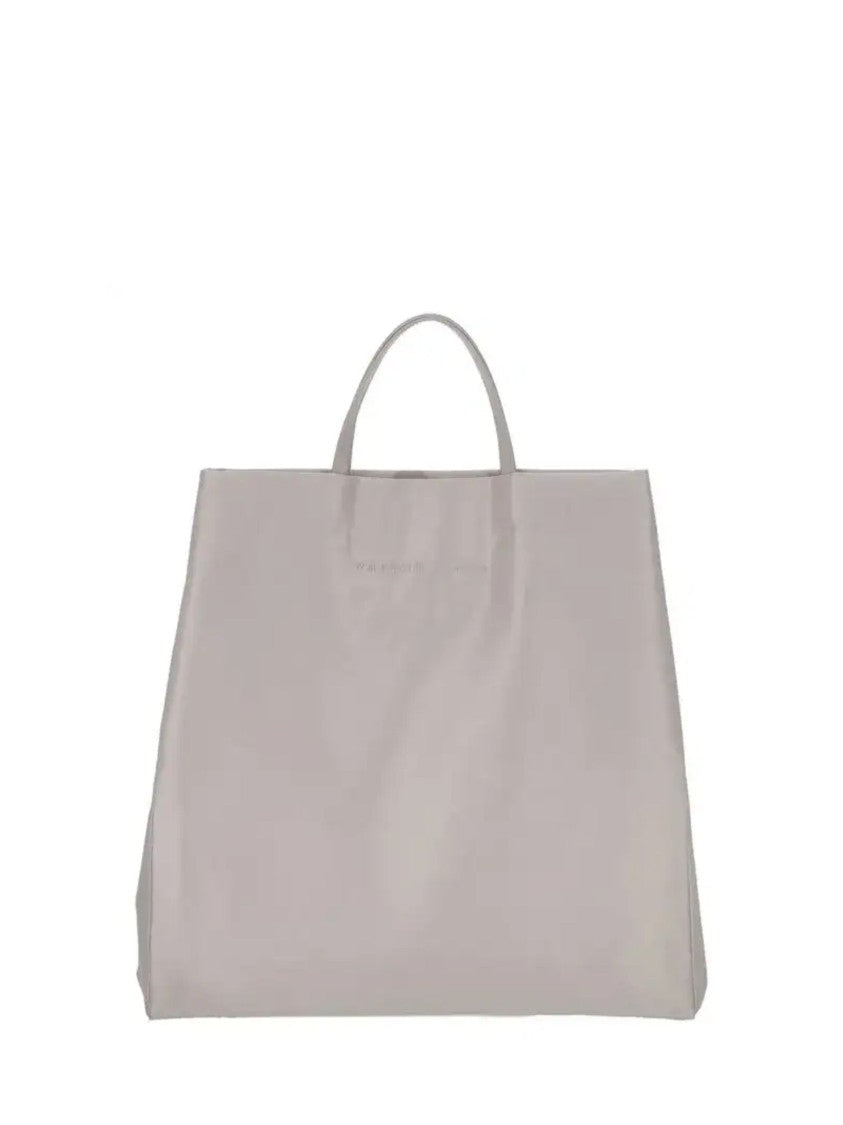 Carven Gray Matte Satin Leather Handles Tote Bag