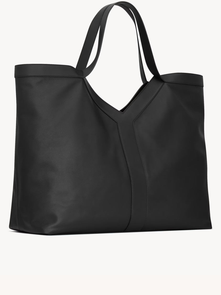 Saint Laurent Maxi Tote Bag V-Shaped Structured Leather Tote Bag