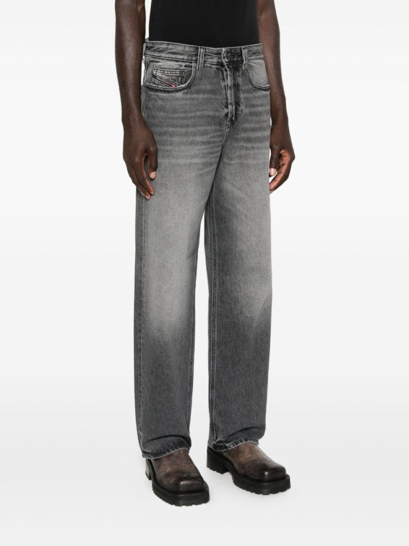 Diesel Relaxed Fit Wide-Leg Jeans With Faded Black Wash