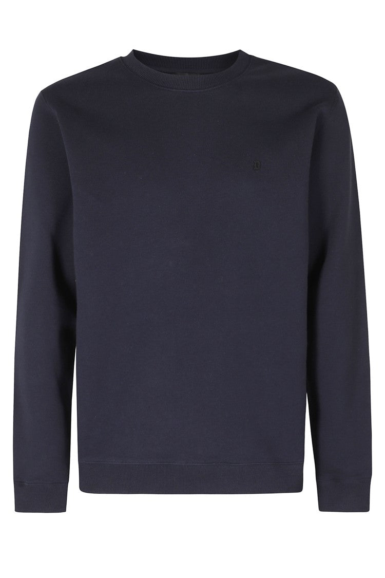 Dondup Blue Logo Patch Fleece-Lined Cotton Sweatshirt