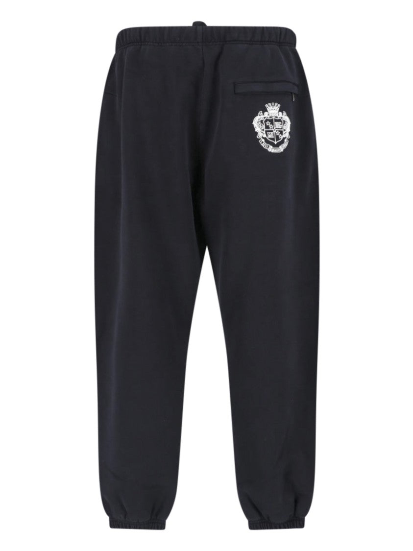 Dolce & Gabbana Black Logo Drawstring Cotton Sports Pants