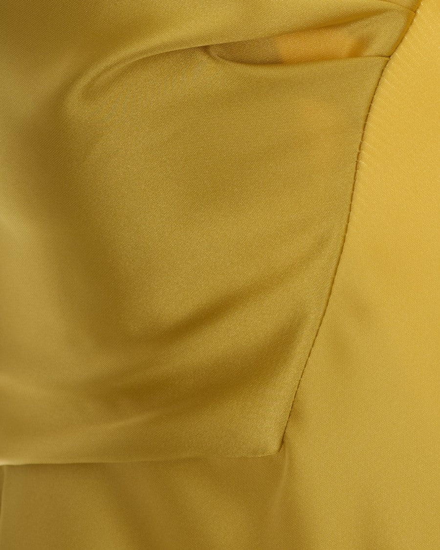 Elisabetta Franchi Slim-Fit Satin Evening Dress With Mermaid Tail And Golden Accents
