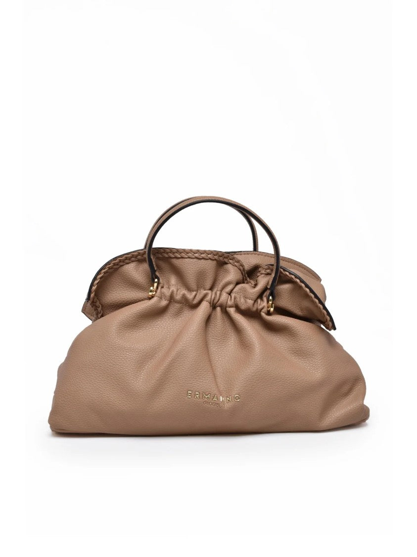 Ermanno Firenze Beige Octavia Gathered Polyurethane Shoulder Bag