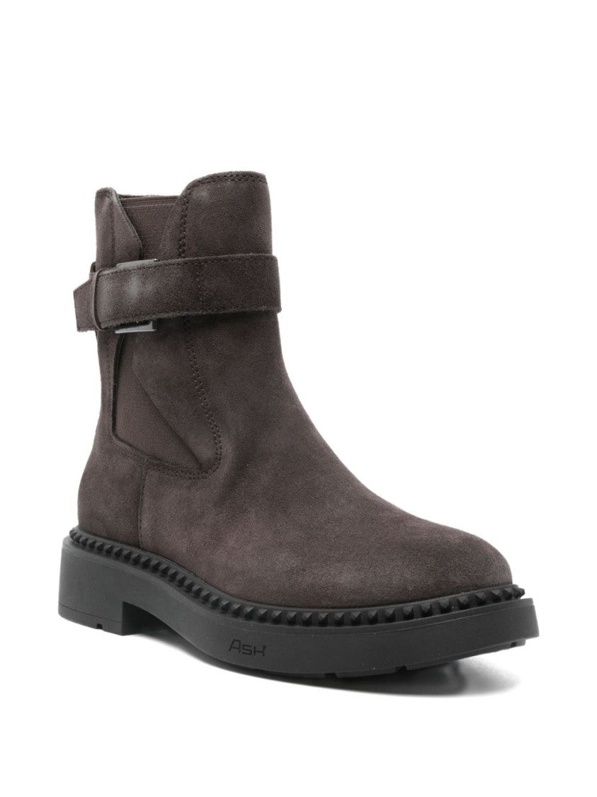 Ash Suede Ankle Boots With Strap Detail