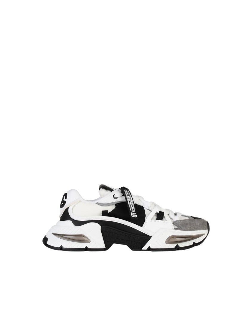 Dolce & Gabbana Airmaster Gray/Black Leather Blend Sneakers