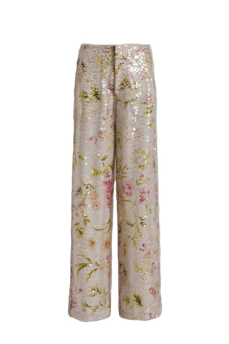 Alberta Ferretti Multicolor Cotton-Blend Wide-Leg Pants