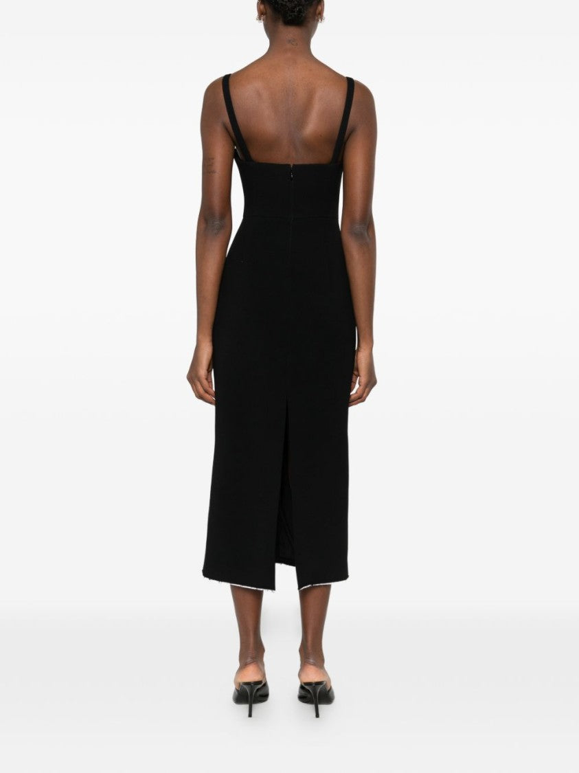 Givenchy Black Silk And Nylon Midi Dress