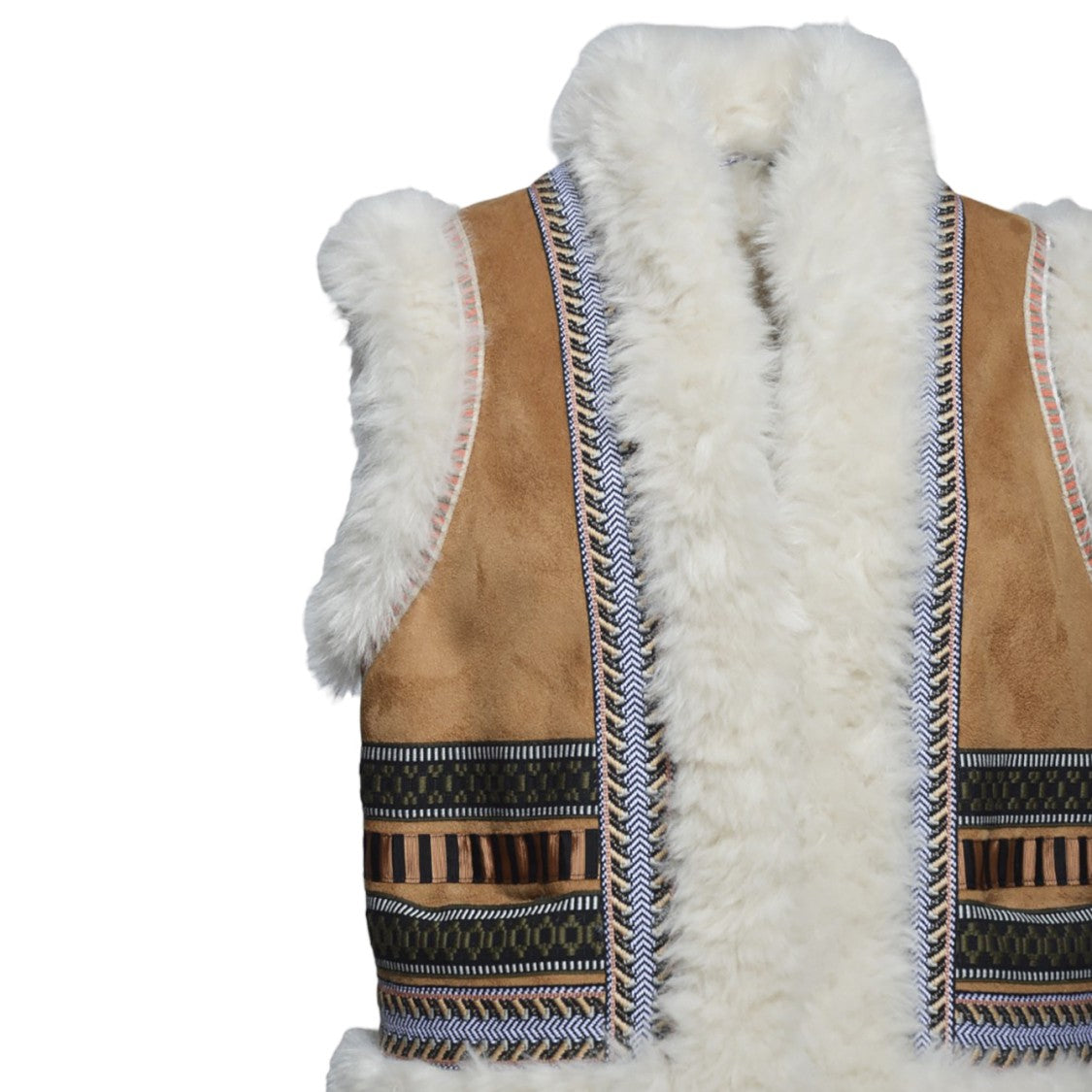 Bazar Deluxe Camel And White Eco-Shearling Vest