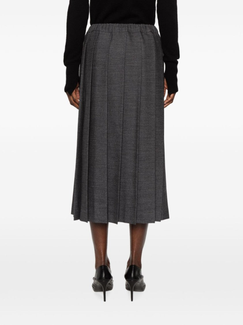Fabiana Filippi Black Pleated Drawstring Midi Skirt