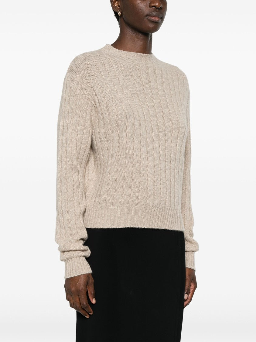 Prada Regenerated Cashmere Cropped Ribbed Sweater