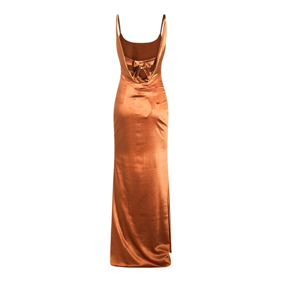 Elisabetta Franchi Sigar Bronze Long Dress With Squared Neckline