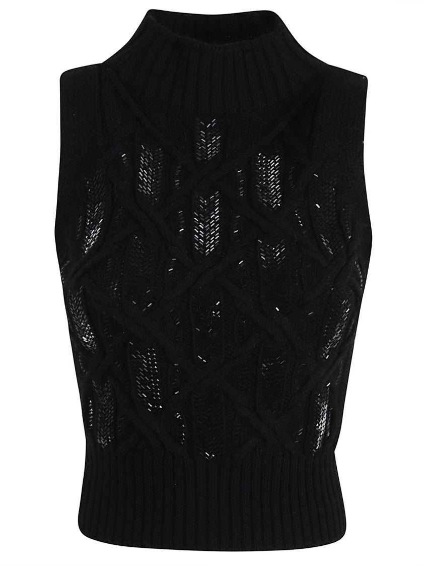 Ermanno Scervino Cropped Sleek Knitted Top With High Neck