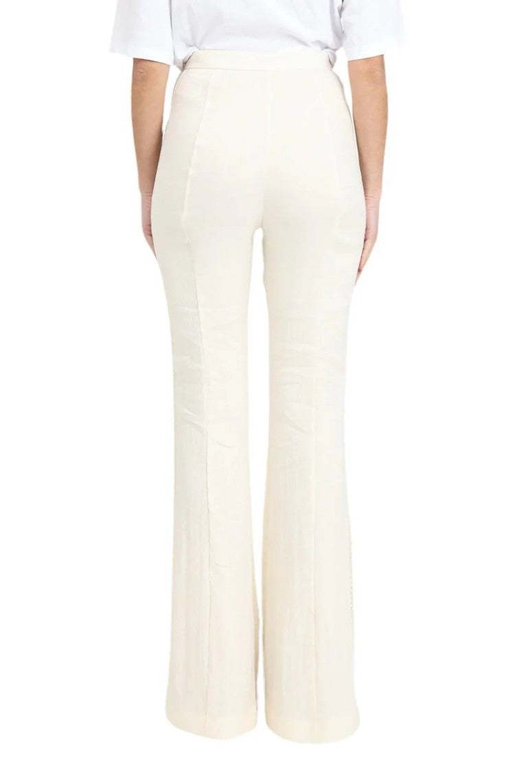Patrizia Pepe Linen Polyamide Trousers - Cream