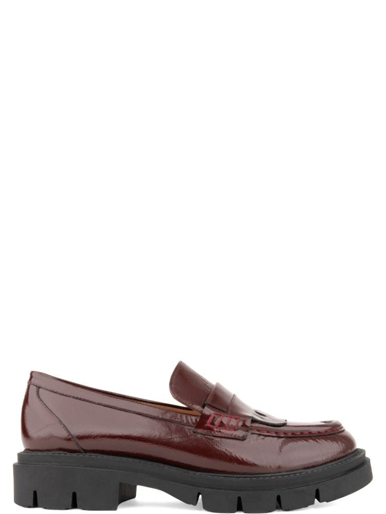 Sergio Moretti Red Polished Leather Penny Strap Loafers
