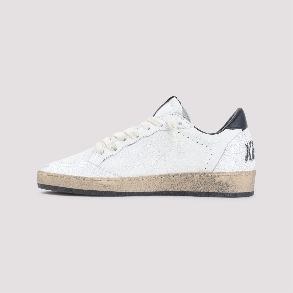 Golden Goose Textured White Leather Low-Top Sneakers With Black Star Detail