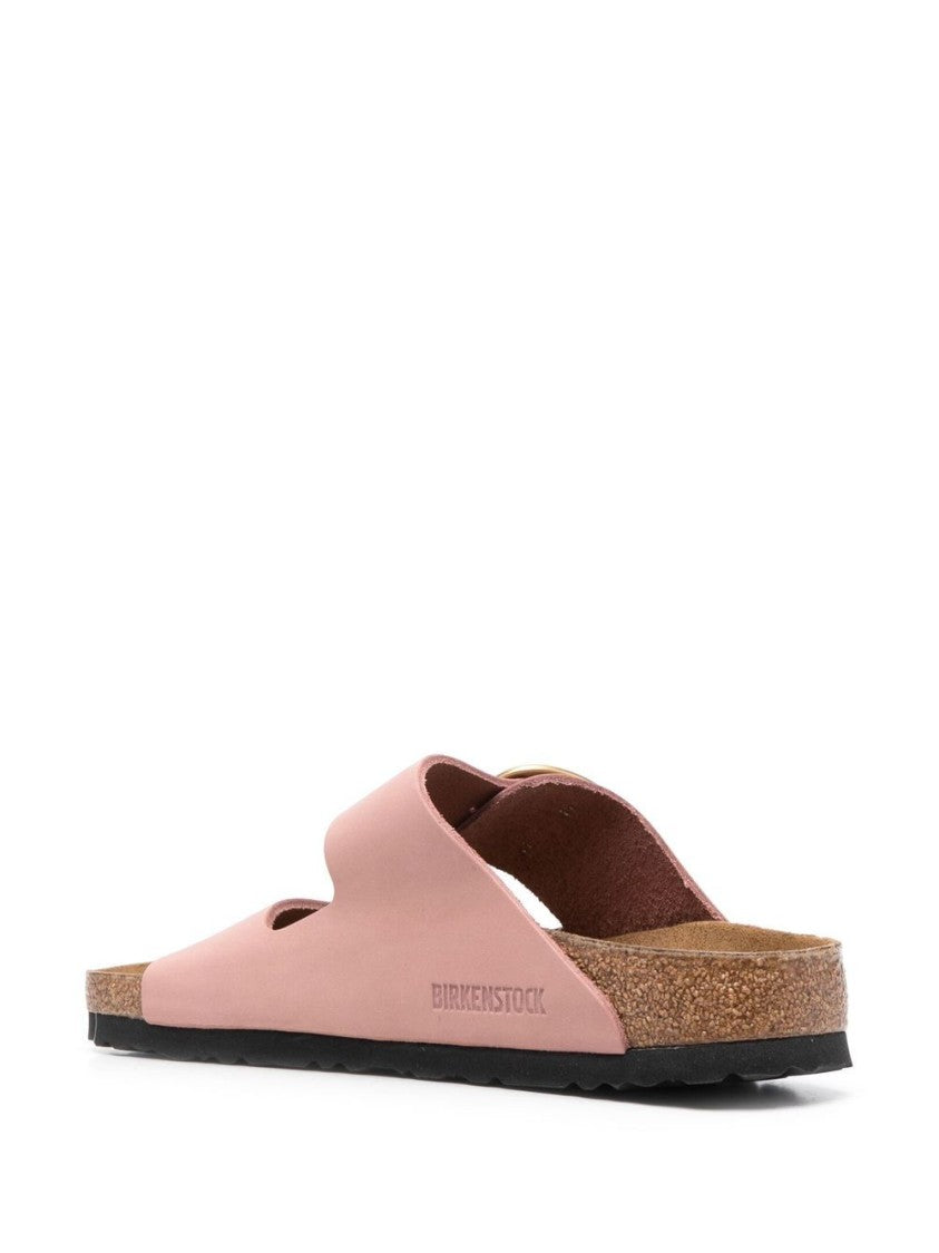 Birkenstock Contoured Pink Leather Sandals With Elegant Buckles