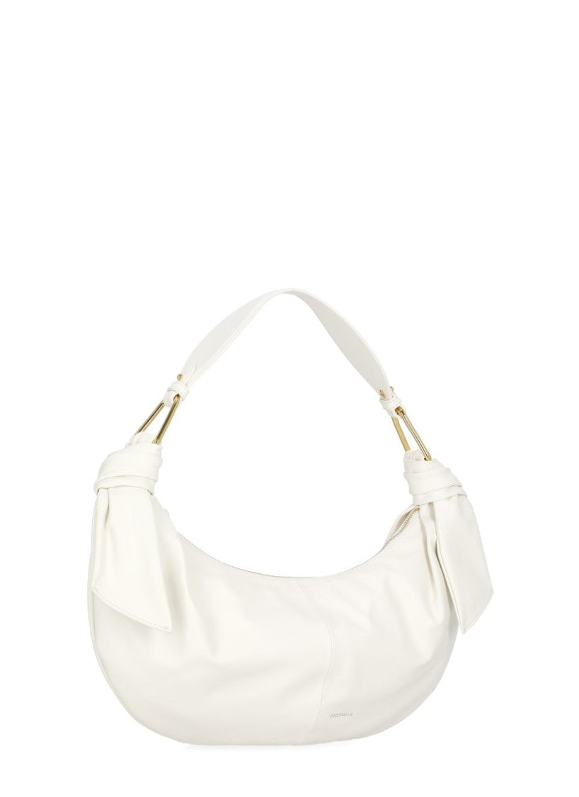 Coccinelle Crescent-Shaped Leather Shoulder Bag With Gold Hardware