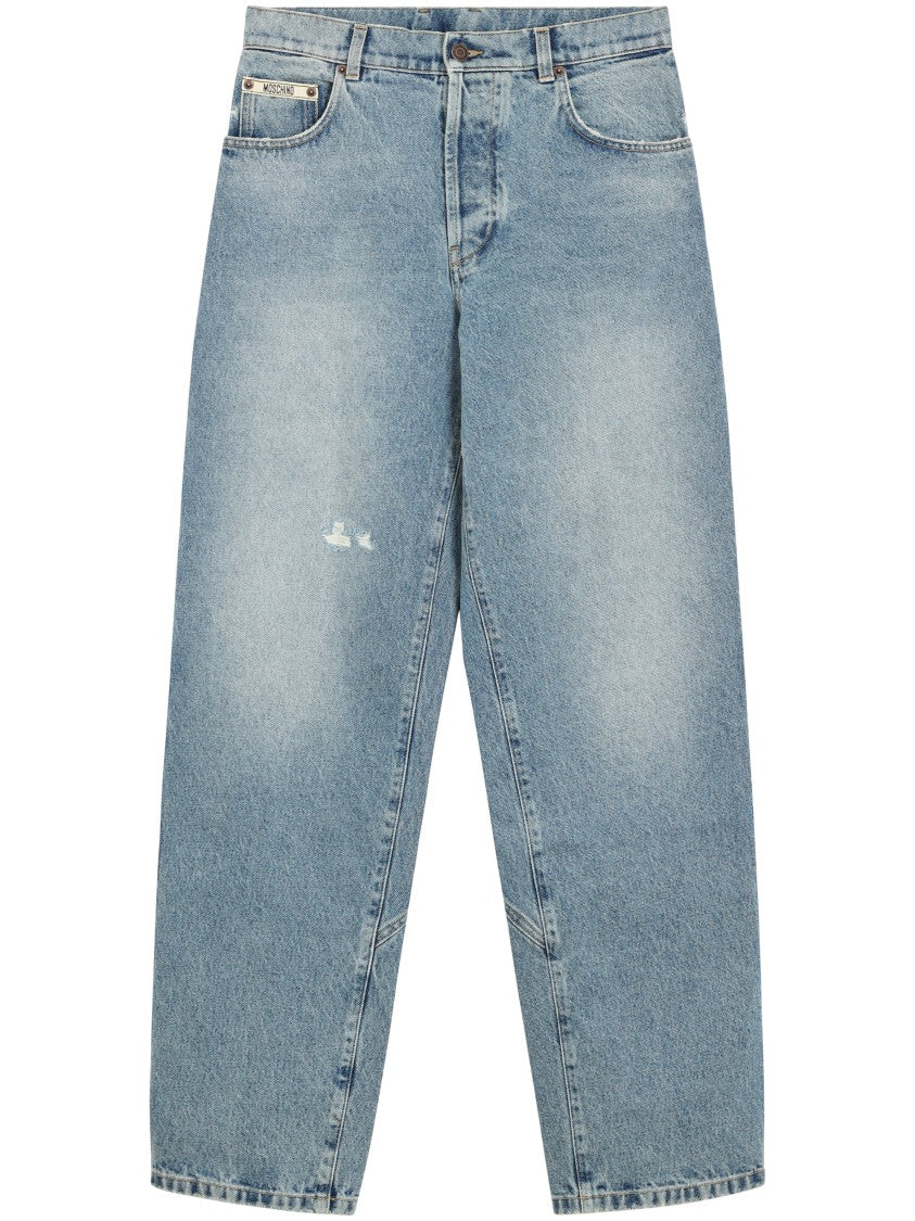 Moschino Tailored Straight-Leg Trousers In Cotton