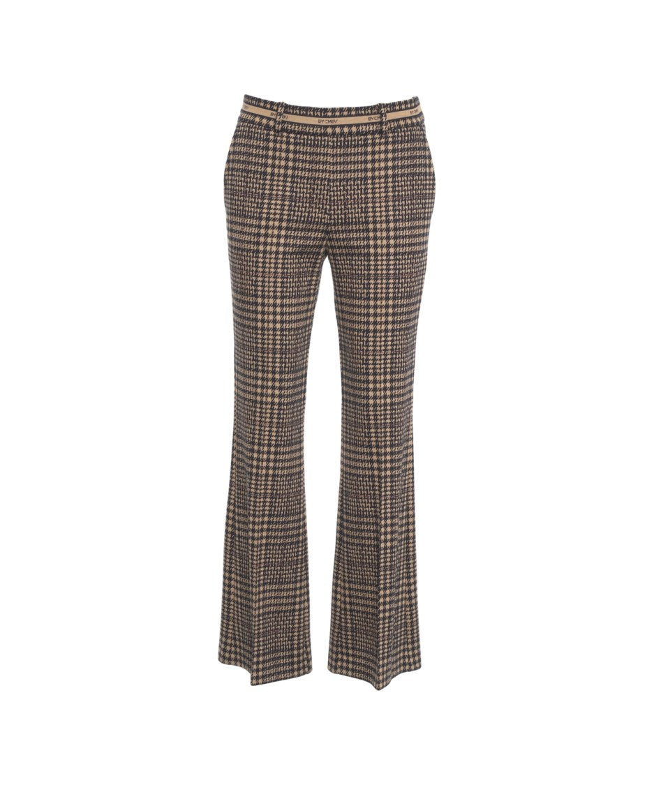 Cambio Flared Houndstooth Trousers With Tailored Fit