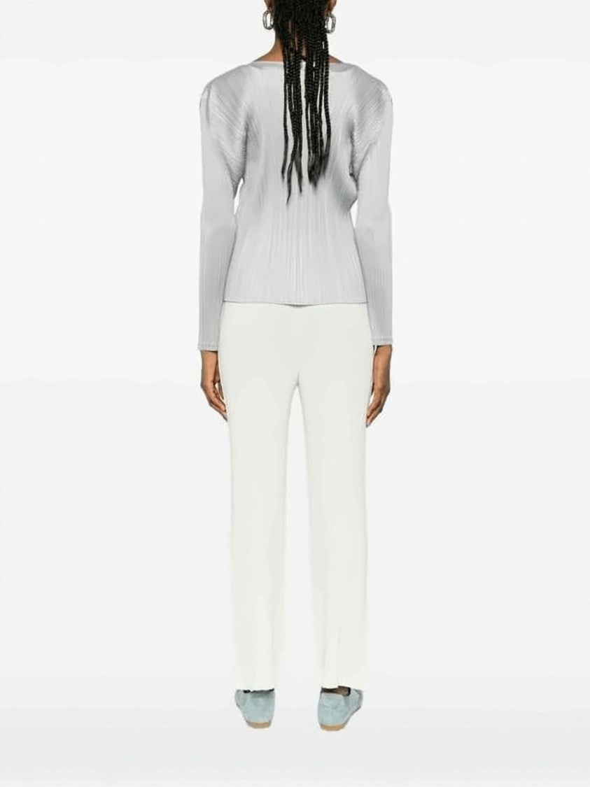 Pleats Please Pleated Texture Long-Sleeve Top With Cropped Hem