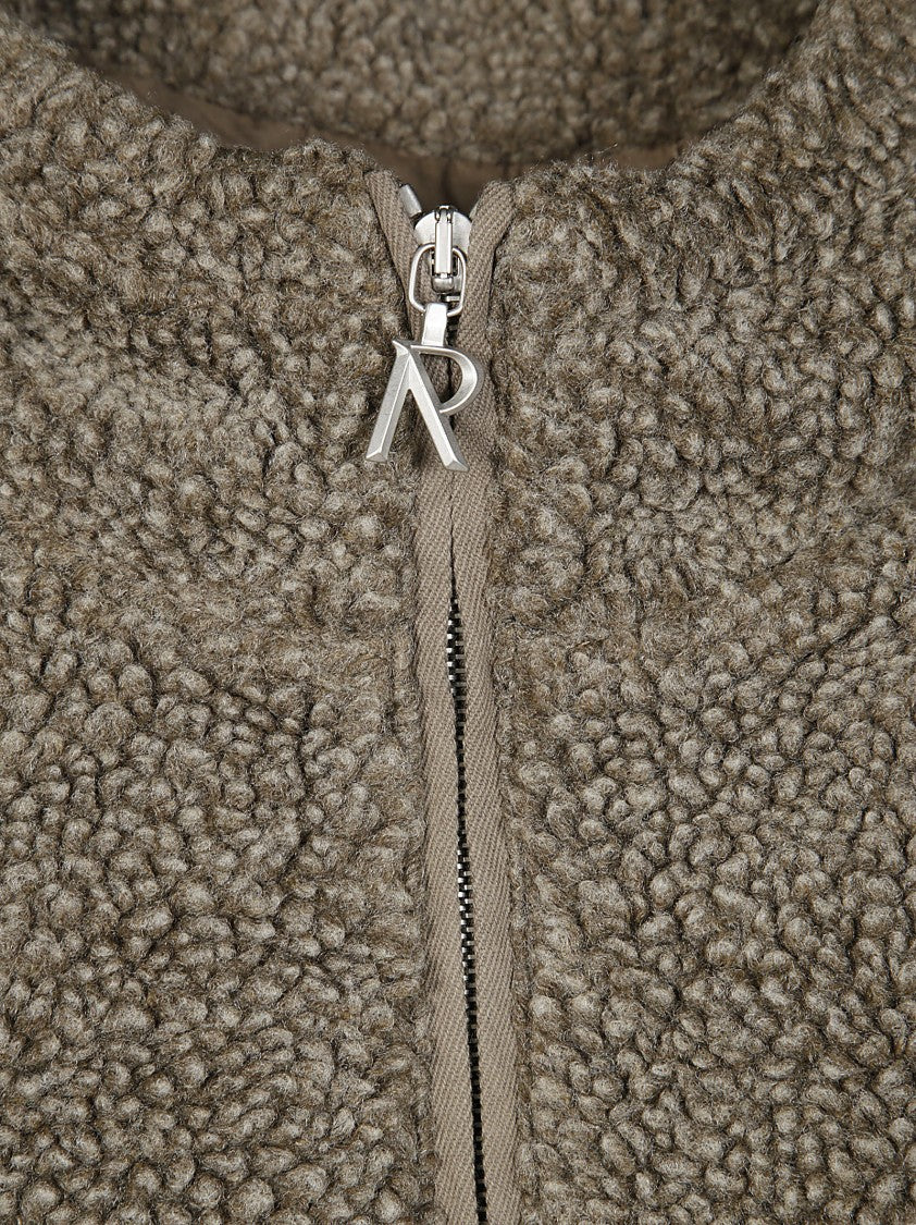 Represent Textured Brown Hooded Fleece Jacket