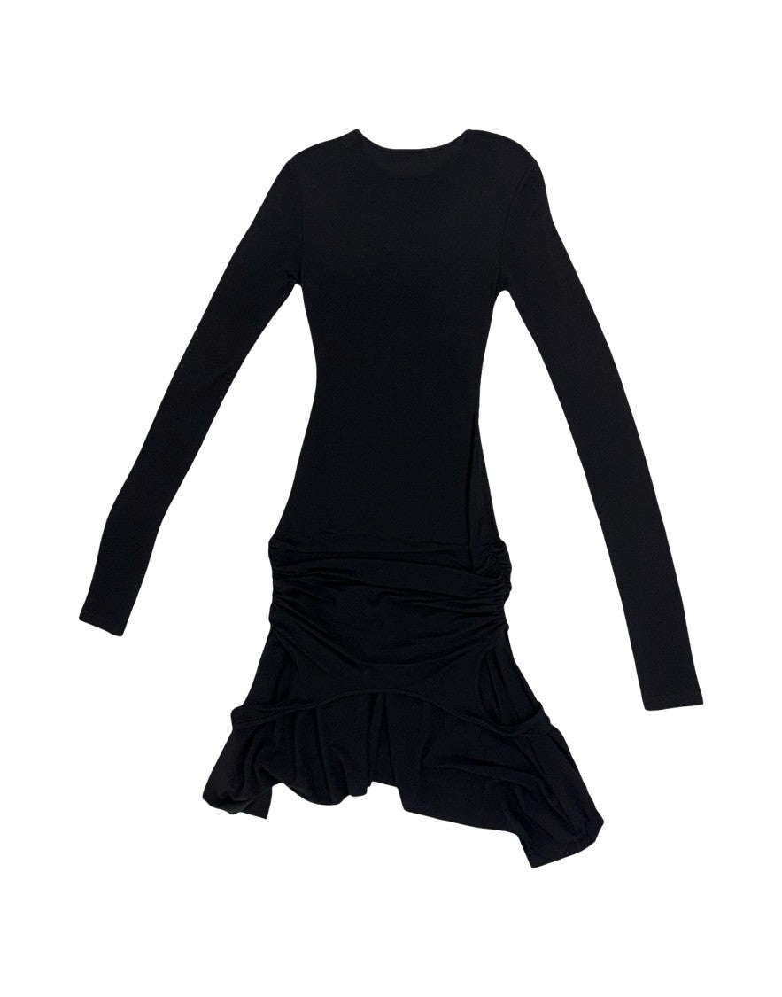 Acne Studios Black Mini Dress With Draped Skirt