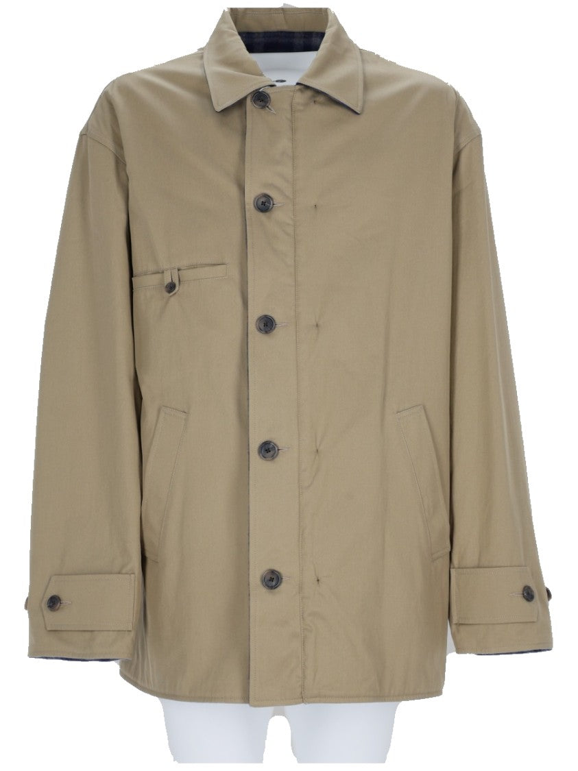 Maison Margiela Beige Sports Jacket With Classic Collar And Button-Down Front