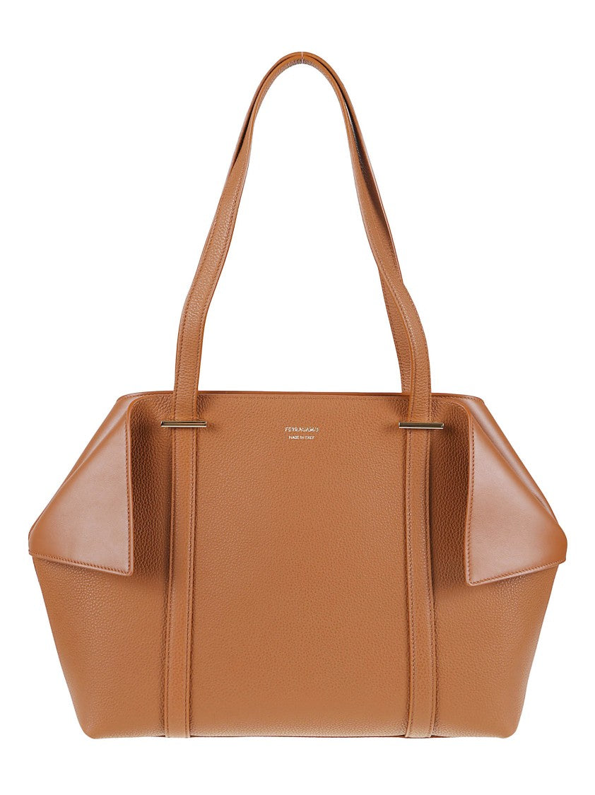 Ferragamo Trapezoidal Structured Handbag In Smooth Calf Leather
