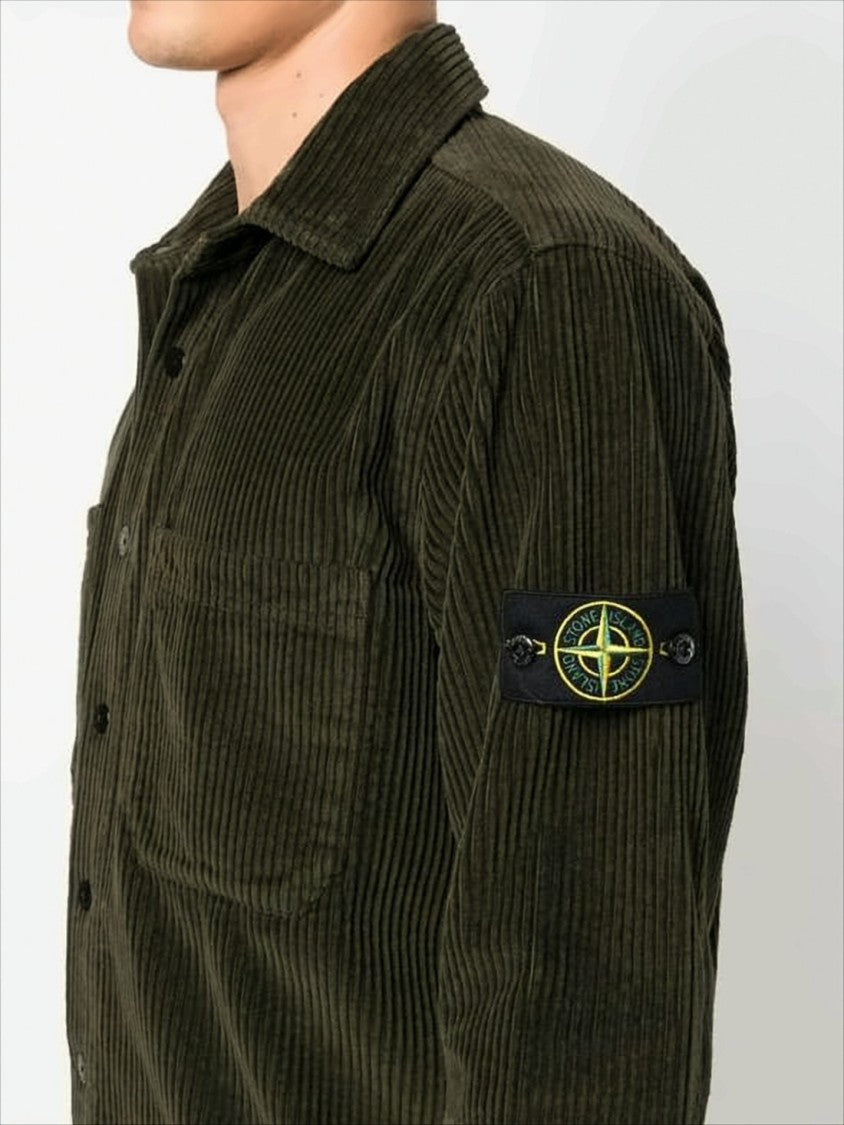 Stone Island Corduroy Long-Sleeve Shirt With Classic Collar