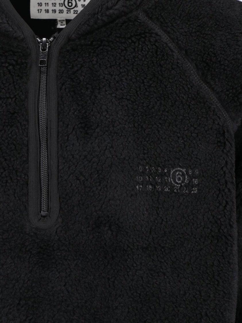 Mm6 By Maison Margiela Black Fabric Teddy Zip Sweatshirt