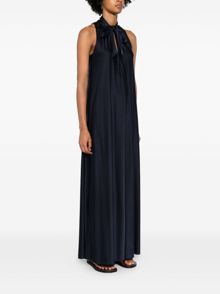 Forte Forte Maxi Blue Dress With Tied Bow Detail