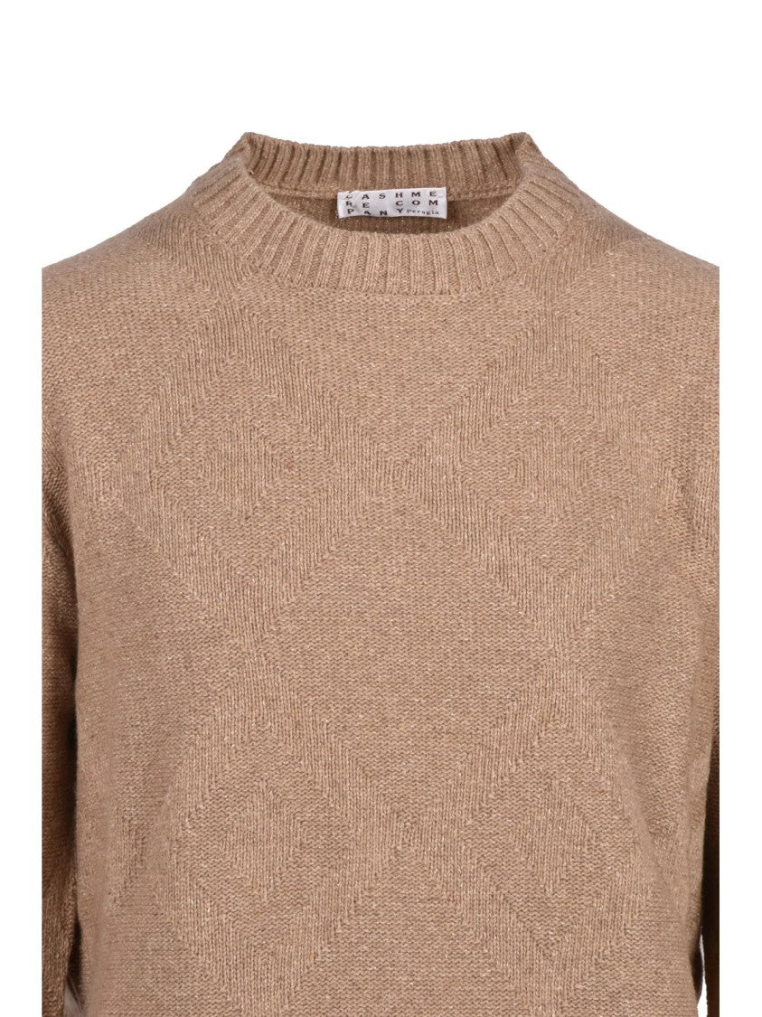 Cashmere Company P. Crew Neck Cashmere-Silk Blend Sweater With Tone-On-Tone Embroidery