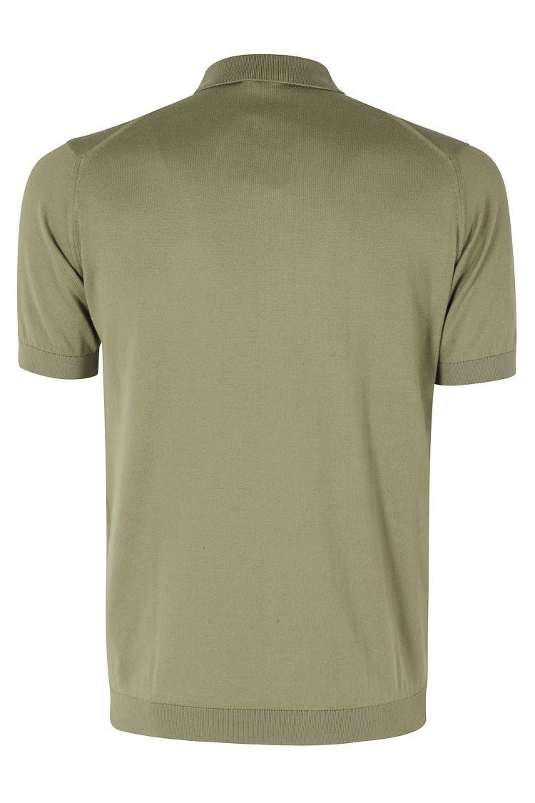 John Smedley Olive Adrian Button-Down Collar Sea Island Cotton Polo Shirt