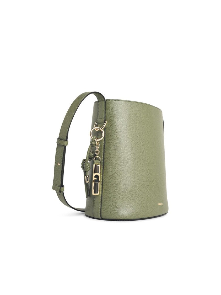 Furla Roxie' Bucket Bag In Green Leather