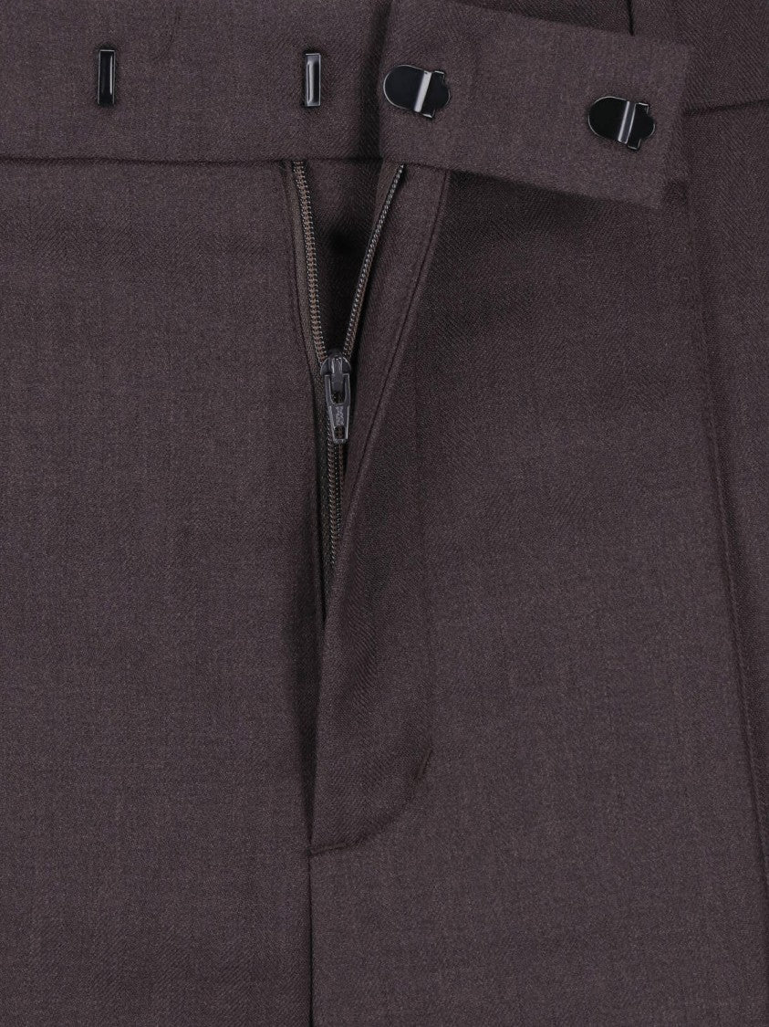 Nili Lotan Brown Straight Tailored Virgin Wool Formal Pants